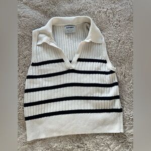 Old Navy Sleeveless Rib-Knit Striped Polo Sweater Vest | Size S